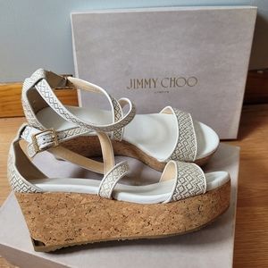 Jimmy Choo Portia Platform Wedge Heels Sandals Size 38 (US 7.5)
